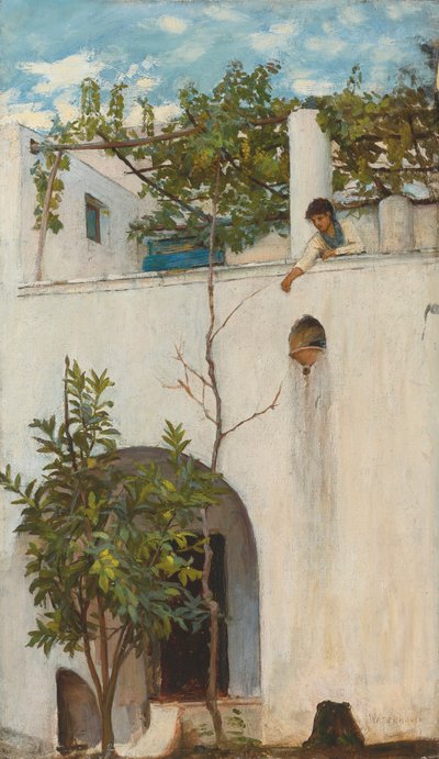 Dame auf einem Balkon, Capri von John William Waterhouse